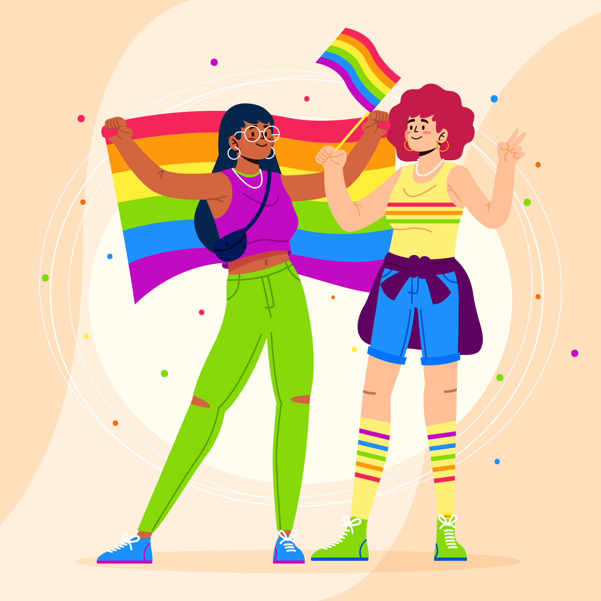 lesbians with lgbt flags