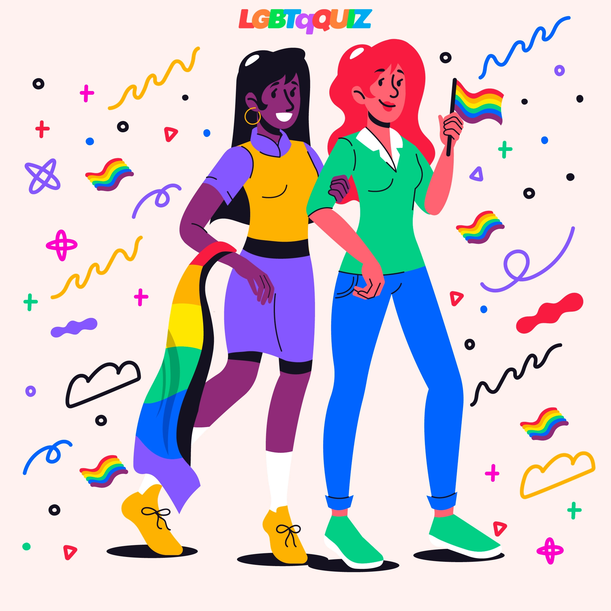 2 lesbians with lgbt flags