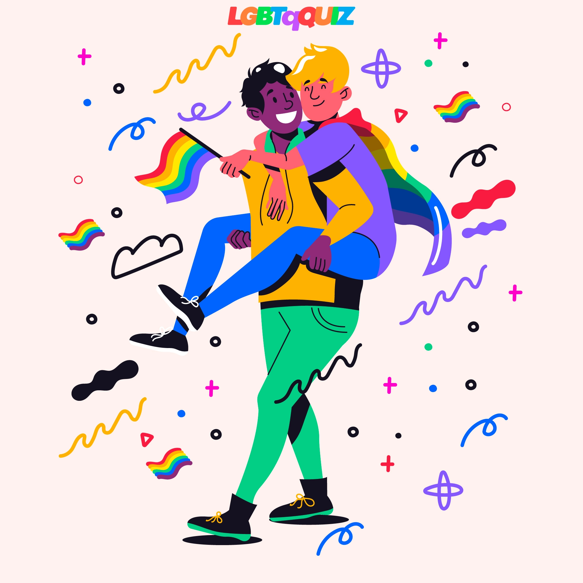 Gays with lgbt flags